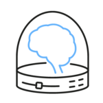 Ikon av hjerne i tank for å illustrere maskinlæring.